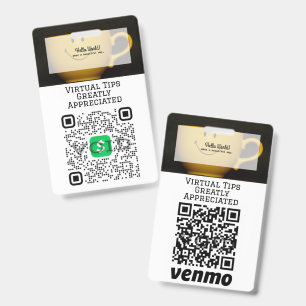 Virtual Cashless Tipping QR Code Badge