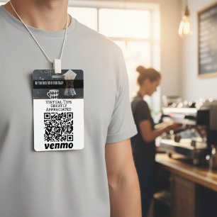 Virtual Cashless Tipping QR Code Badge