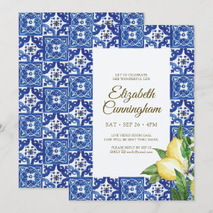 Virtual Celebration of Life Blue Mediterranean Invitation