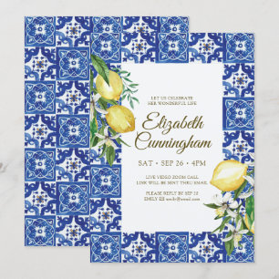 Virtual Celebration of Life Blue Mediterranean Invitation