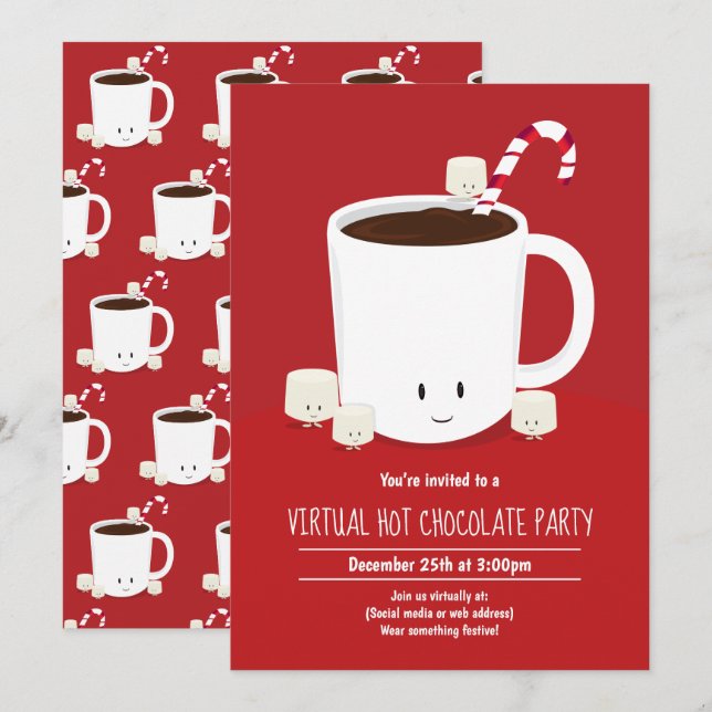 Virtual Christmas Party Hot Chocolate Hot Cocoa Invitation (Front/Back)