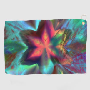 Virtual dirt over flower kaleidoscope fire orange  golf towel