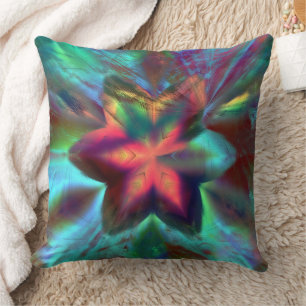 Virtual dirt over flower kaleidoscope fire orange  throw pillow
