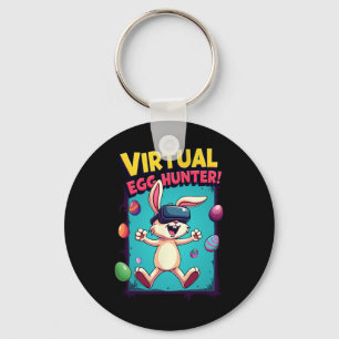 Virtual Egg Hunter - Funny Gamer Bunny Vr Easter G Keychain