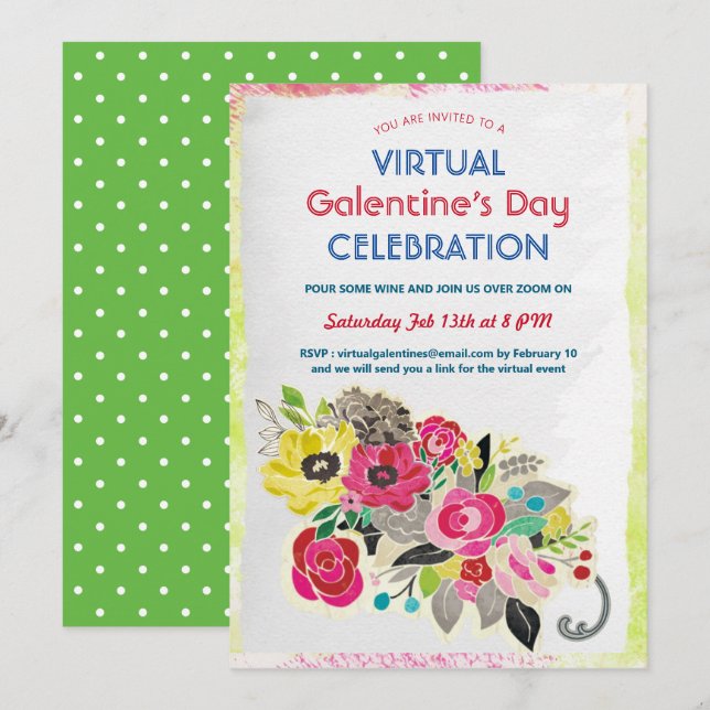 Virtual Galentine's Day Celebration Zoom Invitation (Front/Back)