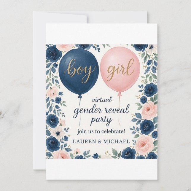 Virtual Gender Reveal Party Invitation (Front)