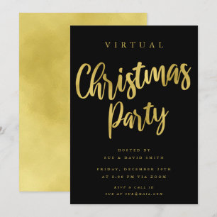 VIRTUAL Gold Minimal Christmas Holiday Party Invitation