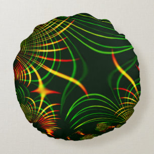Virtual green leaves, yellow 'fire-coloured' curve round pillow