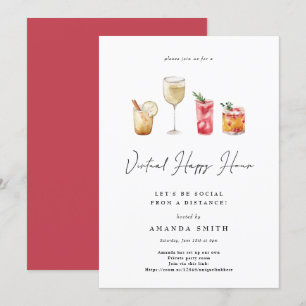Virtual Happy Hour Cocktail Party Social Distance Invitation