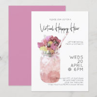 Virtual Happy Hour Party Bright Pink
