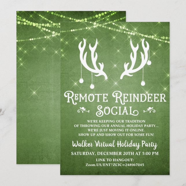 Virtual Holiday Christmas Party Invitation (Front/Back)