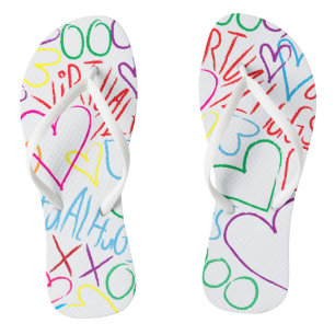Virtual Hugs and Hearts Flip Flops
