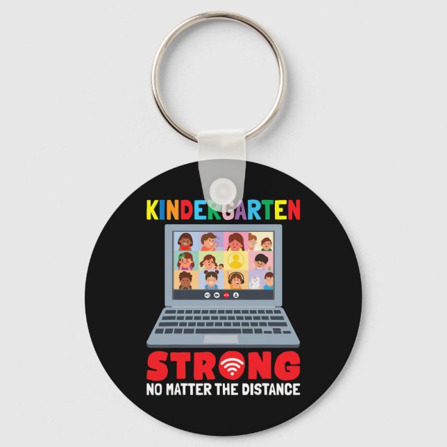 Virtual Kindergarten Fun 100 Days of School Teache Keychain (Front)