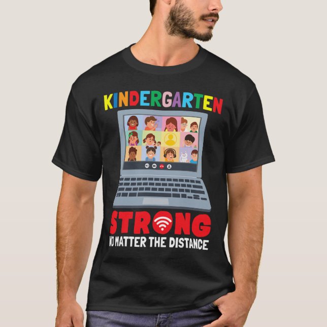 Virtual Kindergarten Fun 100 Days of School Teache T-Shirt (Front)