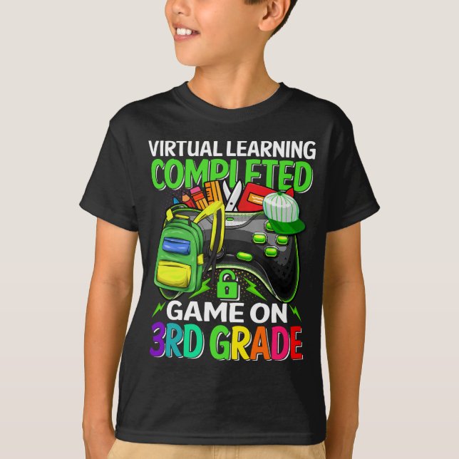 Virtual Learning Completed Game On 3rd Grade  T-Shirt (Front)