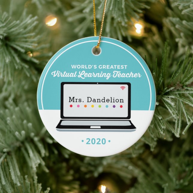 Virtual Learning Online Teacher Gift Ceramic Ornament (Tree)