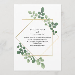 Virtual Live Stream Wedding Geometric Botanical Invitation