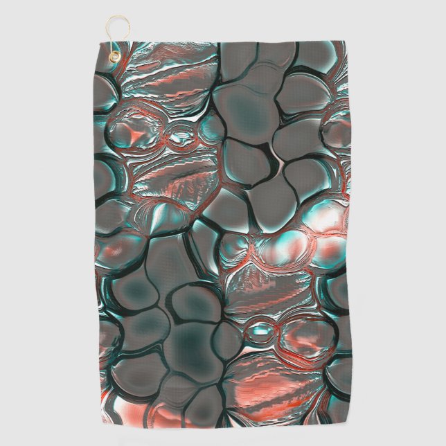 Virtual melting matte grey stones into copper      golf towel (Front)