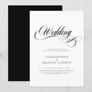 Virtual Modern Black & White Wedding Invitation