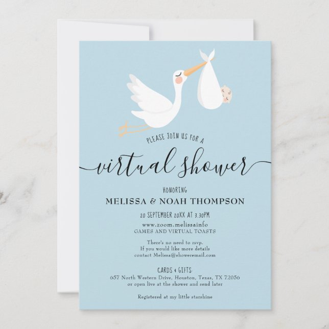 Virtual Online Long Distance Baby Shower Sprinkle Invitation (Front)