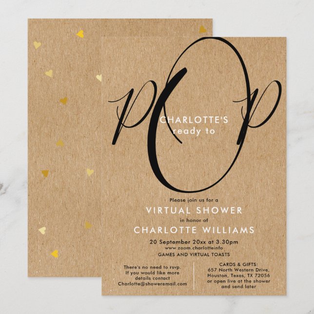 Virtual Online Long Distance Shower By Mail Invitation (Front/Back)