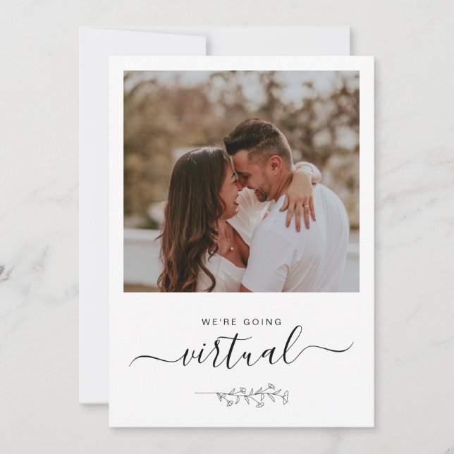 Virtual Online Minimalist Photo Wedding Invitation (Front)
