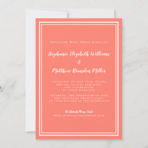 Virtual Online Wedding Coral Modern Minimalist Invitation