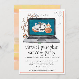 Virtual Pumpkin Carving   Halloween Party Invitation