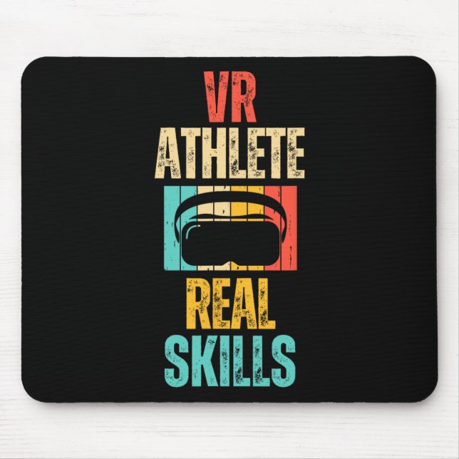 Virtual Reality Athlete Geek Gamer Retro Vr Gaming Mouse Pad (Front)