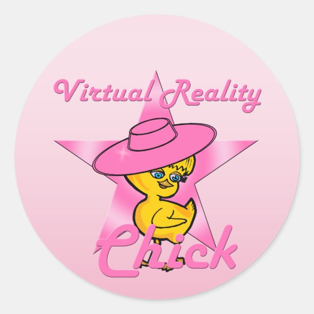 Virtual Reality Chick #8 Classic Round Sticker (Front)