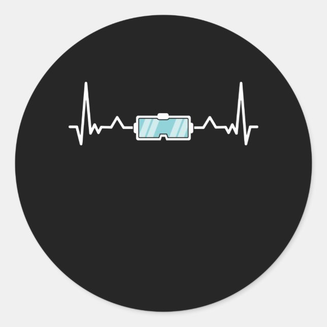 Virtual Reality Gamer Heartbeat VR Gift Classic Round Sticker (Front)