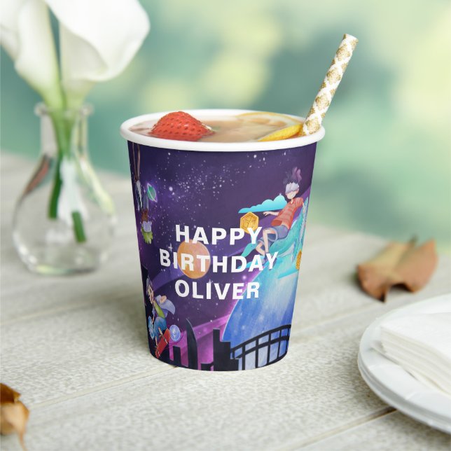 Virtual Reality Gaming Birthday Paper Cups (Insitu)