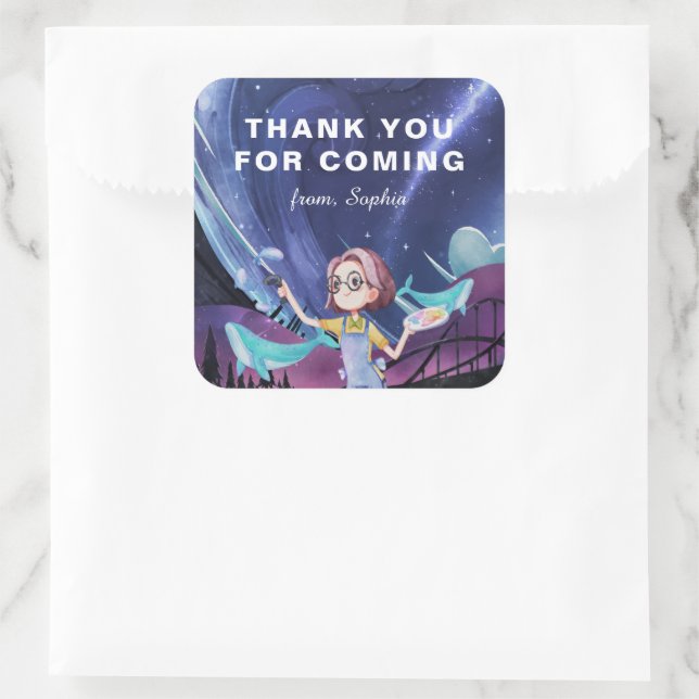 Virtual Reality Gaming Birthday Thank You  Square Sticker (Bag)