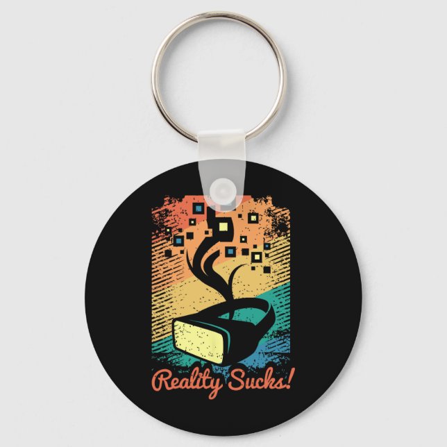 Virtual Reality Graphic Retro Distressed Art For A Keychain (Front)