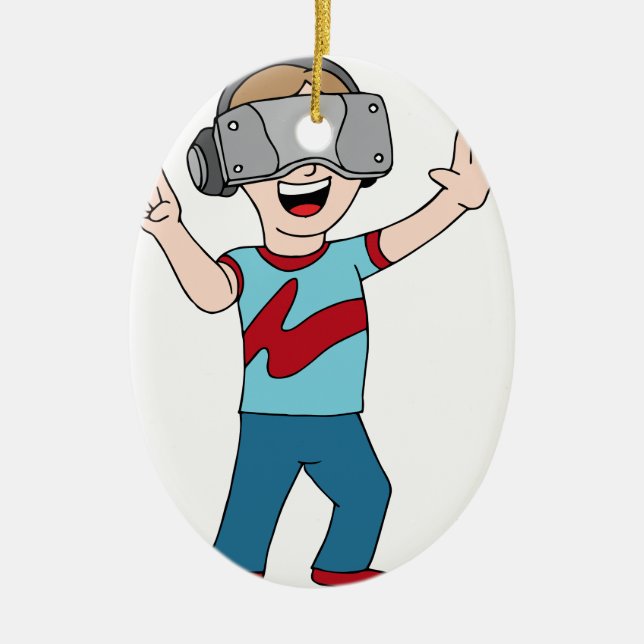 Virtual Reality Video Gamer Ceramic Ornament (Front)