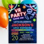 Virtual Reality VR Birthday Party Invitations<br><div class="desc">virtual reality games birthday invitation in bright glow neon rainbow colors for boys and girls</div>