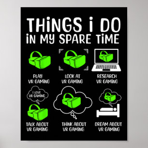 Virtual Reality Vr For Men Boys Gaming Gamer Heads Poster