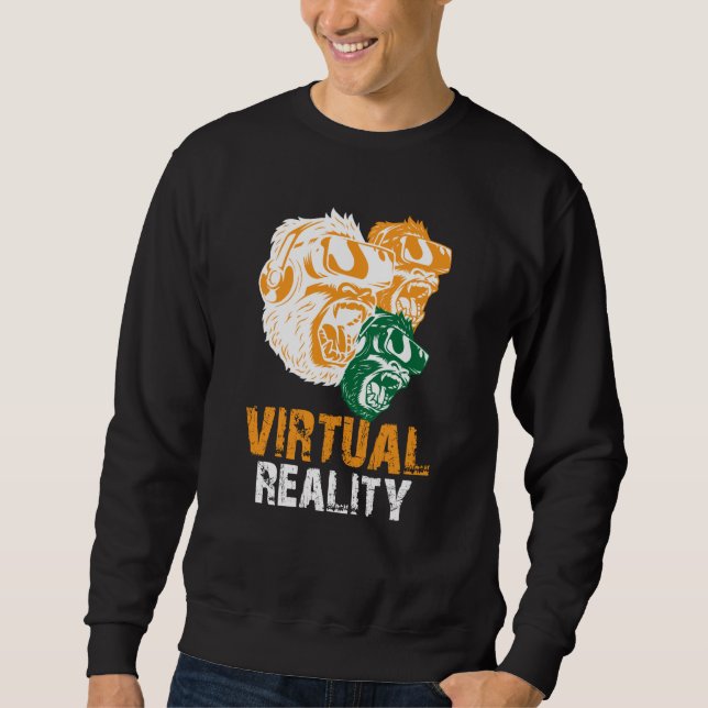 Virtual Reality VR Games Gaming Player Monkey Ape  Sweatshirt (Front)