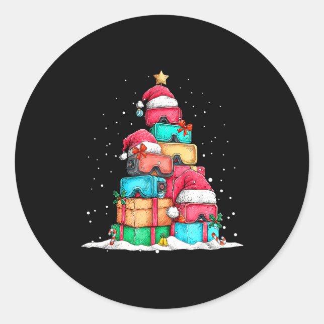 Virtual Reality Vr Gles Le Gaming Old School Gamer Classic Round Sticker (Front)