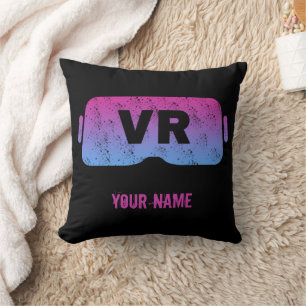 Virtual Reality VR Vintage Gamer Video Glasses Throw Pillow