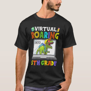 Virtual Roaring Into 5Th Grade Dinosaur Online Tea T-Shirt