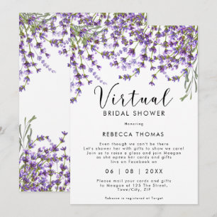 virtual shower by mail lavender bridal shower invitation