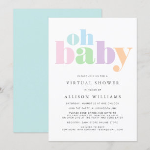 Virtual Shower Oh Baby Pastel Modern Typography Invitation