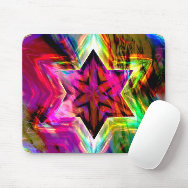 Virtual star with borders in colourful neon tones mouse pad (With Mouse)