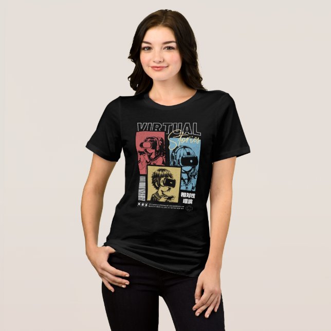 Virtual Stories Retro Anime VR Gaming Tri-Blend Shirt (Front Full)