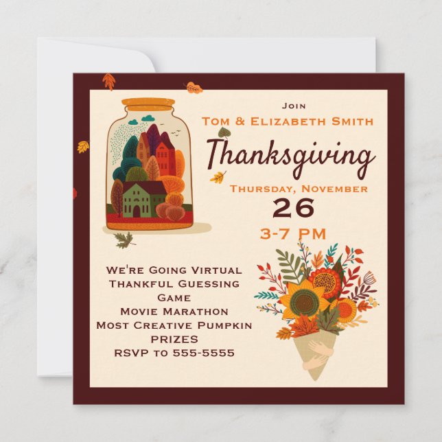 Virtual Thanksgiving Autumn in a Jar Invitation (Front)