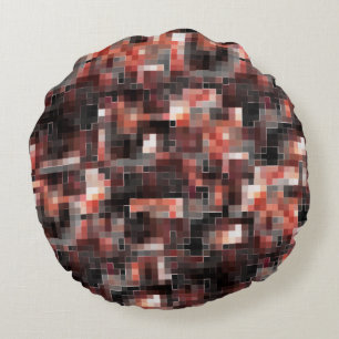 Virtual tile style square mosaic in beige to brown round pillow