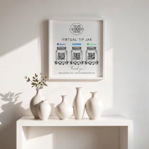 Virtual Tip Jar Logo PayPal Venmo Cash App QR Code Photo Print