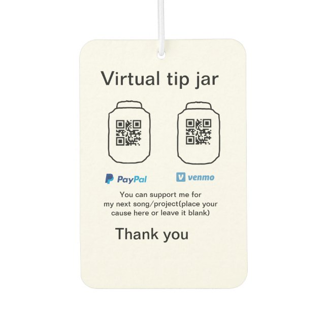 Virtual tip jar q r code money donation PayPal ven Air Freshener (Front)