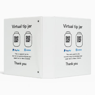 Virtual tip jar q r code money donation PayPal ven Binder